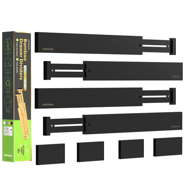 ANTOWIN Bamboo Drawer Dividers Organizers Separators Splitters for Storage NEW