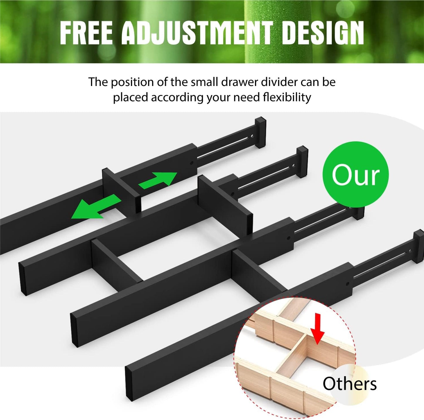 ANTOWIN Bamboo Drawer Dividers Organizers Separators Splitters for Storage NEW