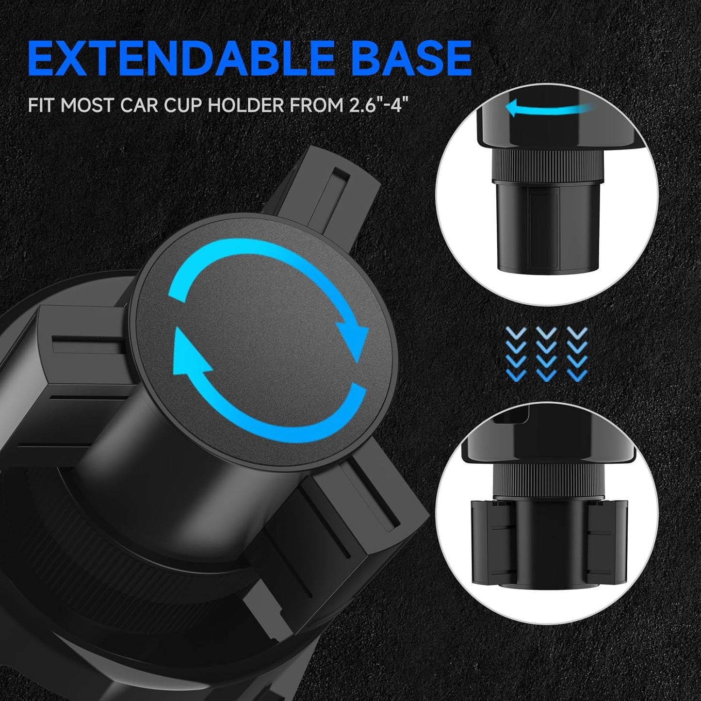 Versatile 2-in-1 Car Cup Holder Expander Adapter for Drinks Holders in Black -