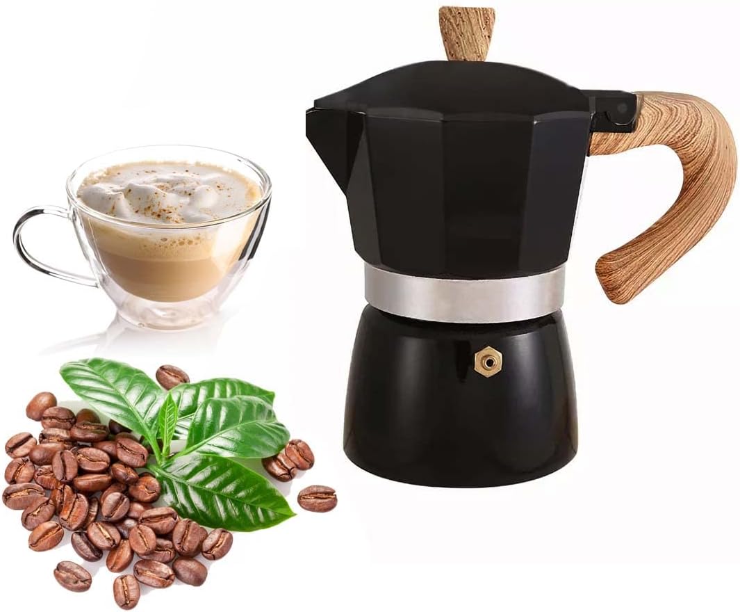 Stovetop Espresso Maker Moka Pot Classic Coffee Brewer 150ml Black Size NEW