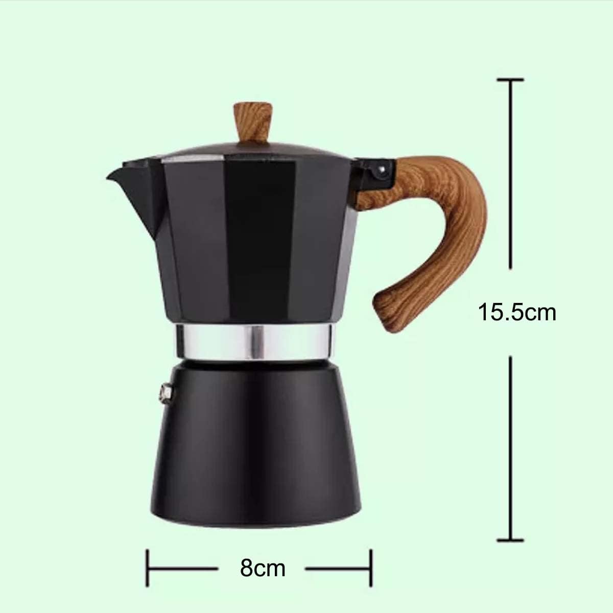 Stovetop Espresso Maker Moka Pot Classic Coffee Brewer 150ml Black Size NEW