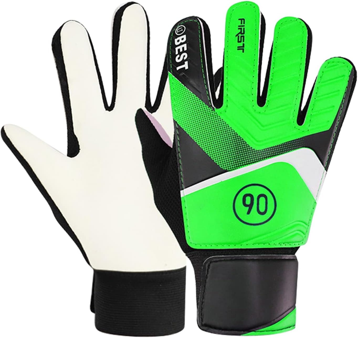 Green Goalkeeper Gloves with Cushioned Polyurethane Grip, Size 7 NEW