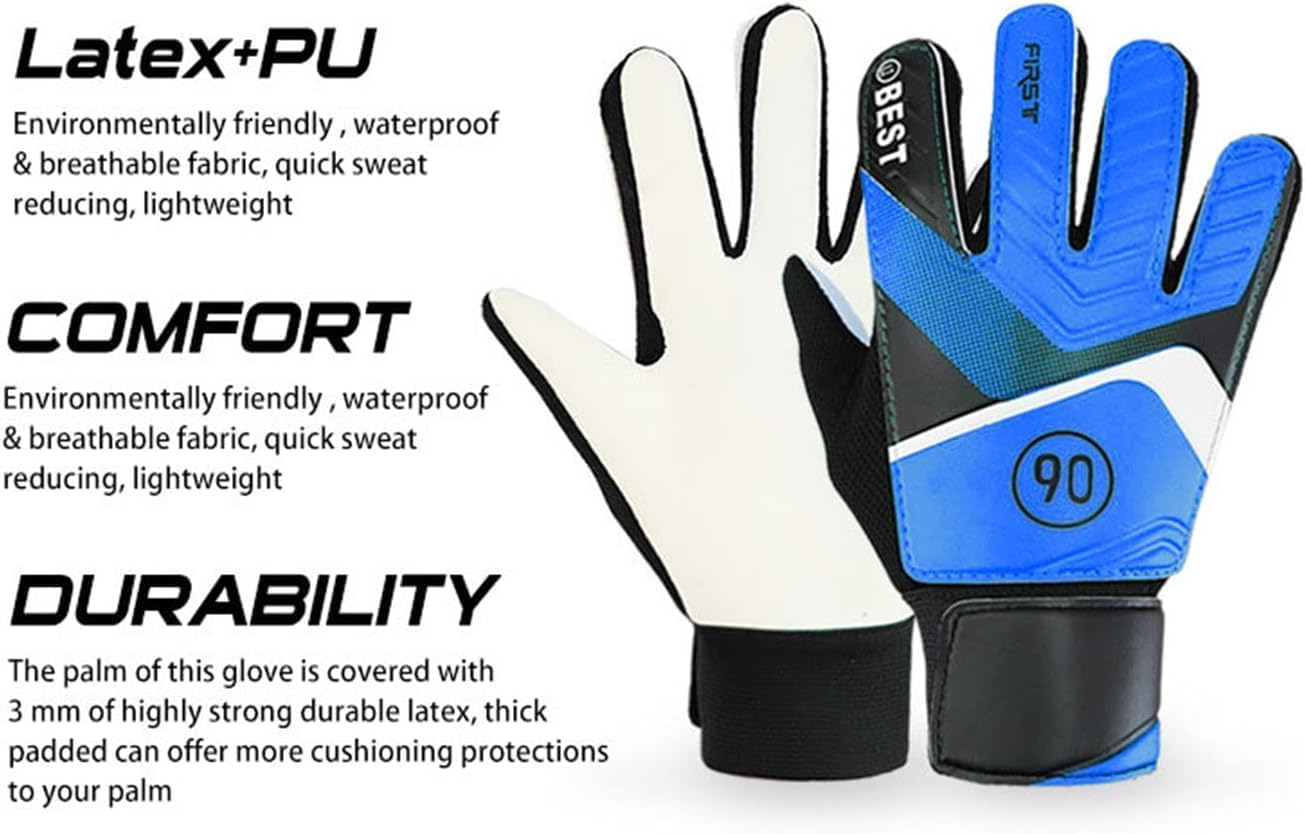Green Goalkeeper Gloves with Cushioned Polyurethane Grip, Size 7 NEW