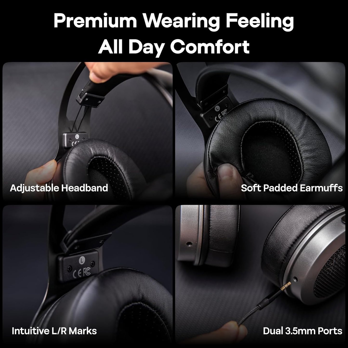 Linsoul Over-Ear Headphones Hi-Fi 50mm Dynamic Driver Monitoring Black & NEW