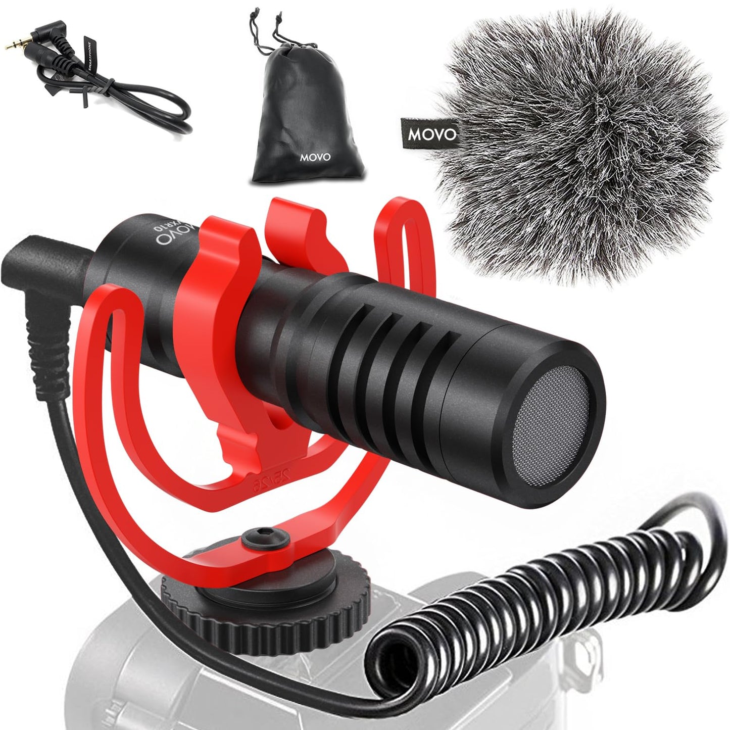 Movo Universal Video Microphone with Shock Mount, Deadcat Windscreen, Case DEMO