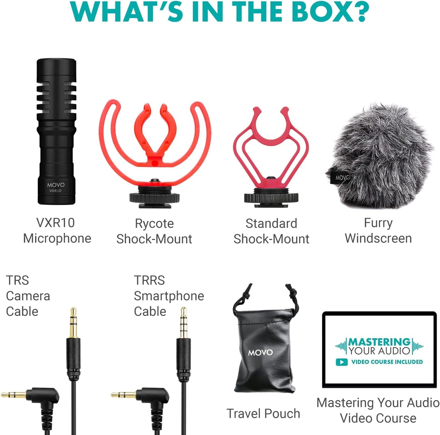 Movo Universal Video Microphone with Shock Mount, Deadcat Windscreen, Case DEMO