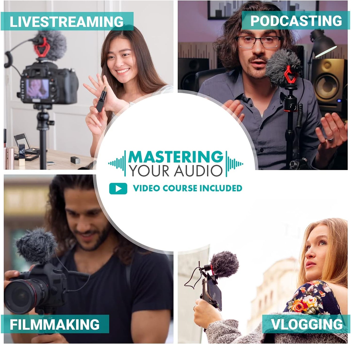 Movo Universal Video Microphone with Shock Mount, Deadcat Windscreen, Case DEMO