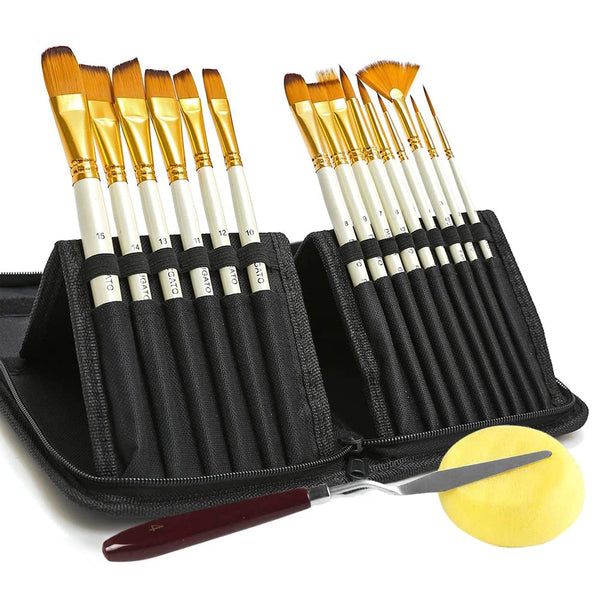 Paintbrush Set of 15 Different Brushes for Acrylic Painting Black & NEW