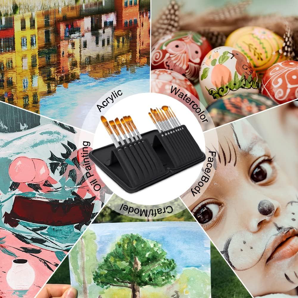 Paintbrush Set of 15 Different Brushes for Acrylic Painting Black & NEW
