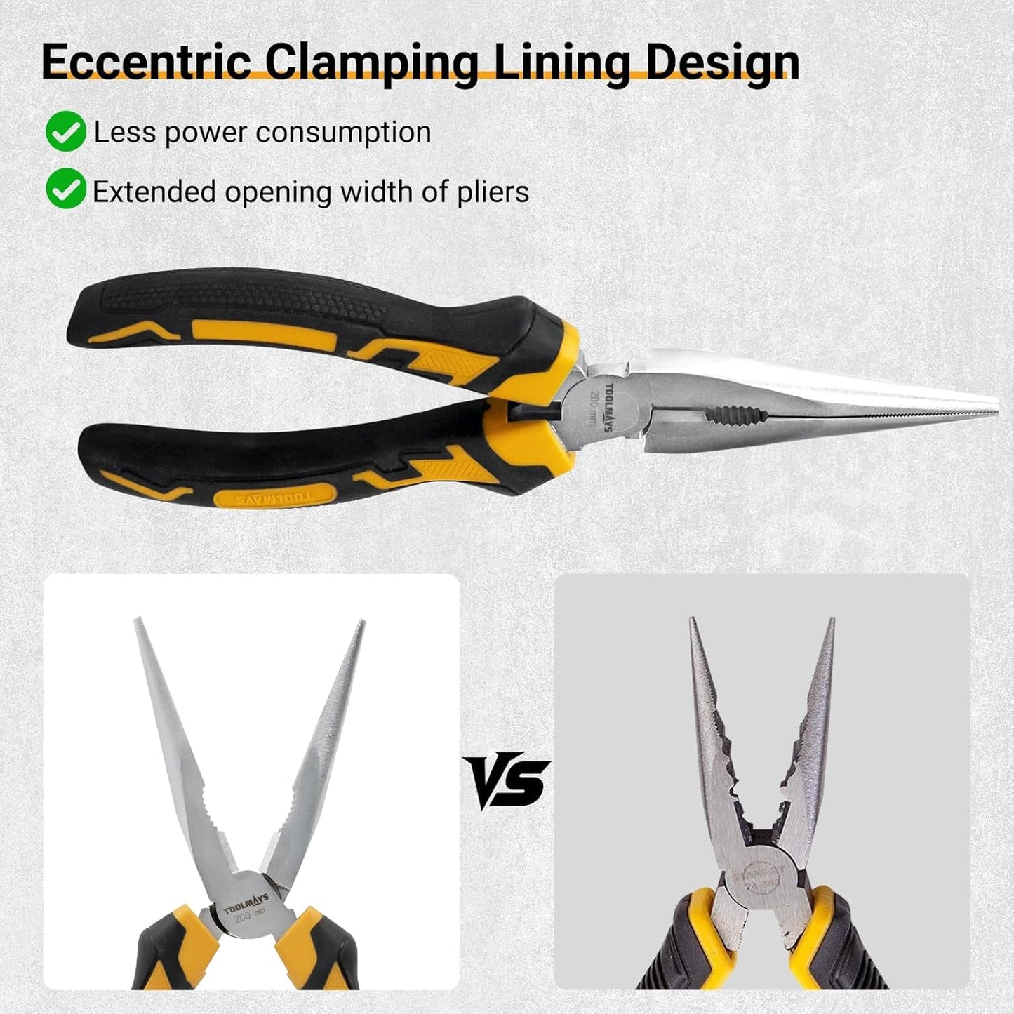 TOOLMAYS 3-Piece Pliers Set Chromium-Vanadium Steel Long Nose Combination NEW