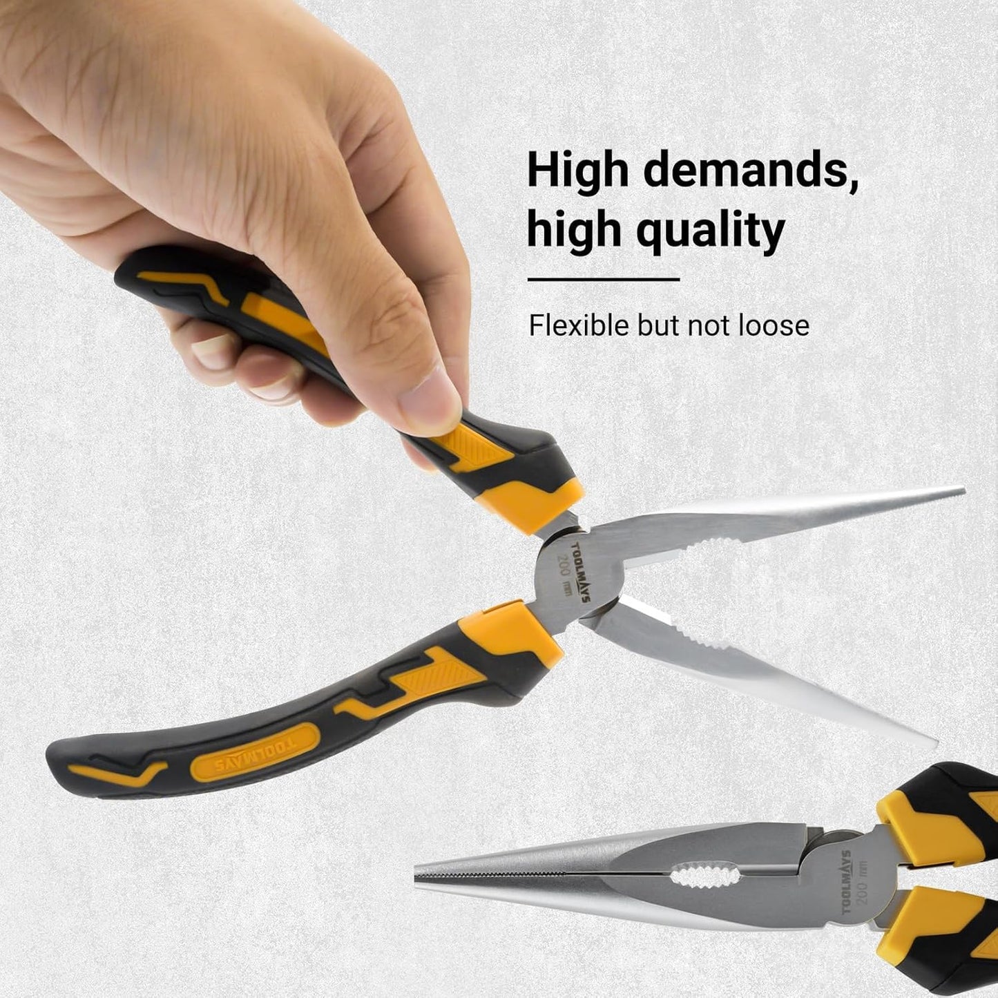 TOOLMAYS 3-Piece Pliers Set Chromium-Vanadium Steel Long Nose Combination NEW