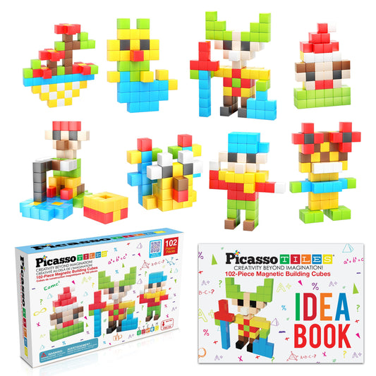PicassoTiles 102 Piece Magnetic Building Block Cubes 3D Construction Set NEW