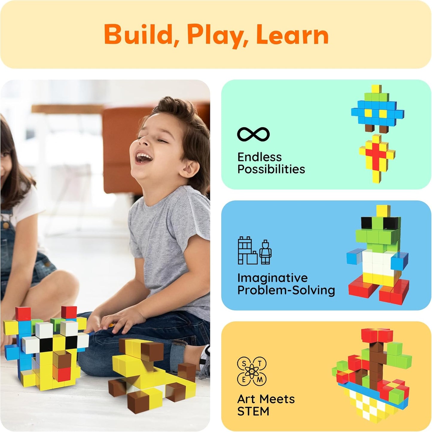 PicassoTiles 102 Piece Magnetic Building Block Cubes 3D Construction Set NEW