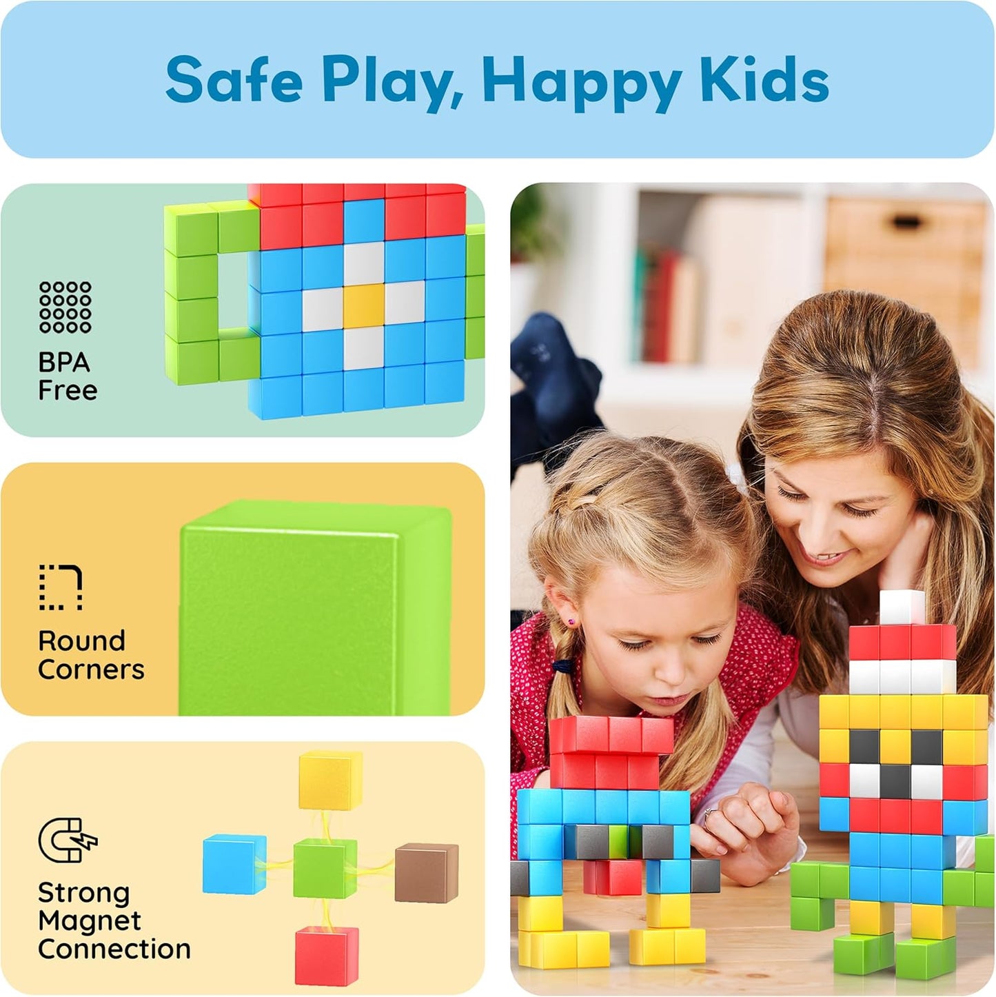 PicassoTiles 102 Piece Magnetic Building Block Cubes 3D Construction Set NEW
