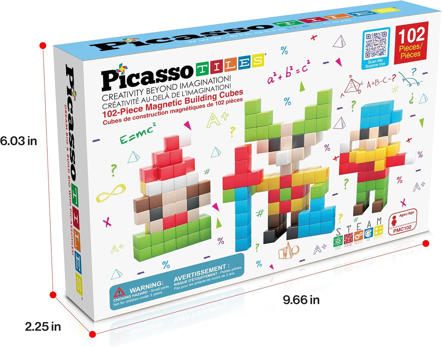 PicassoTiles 102 Piece Magnetic Building Block Cubes 3D Construction Set NEW