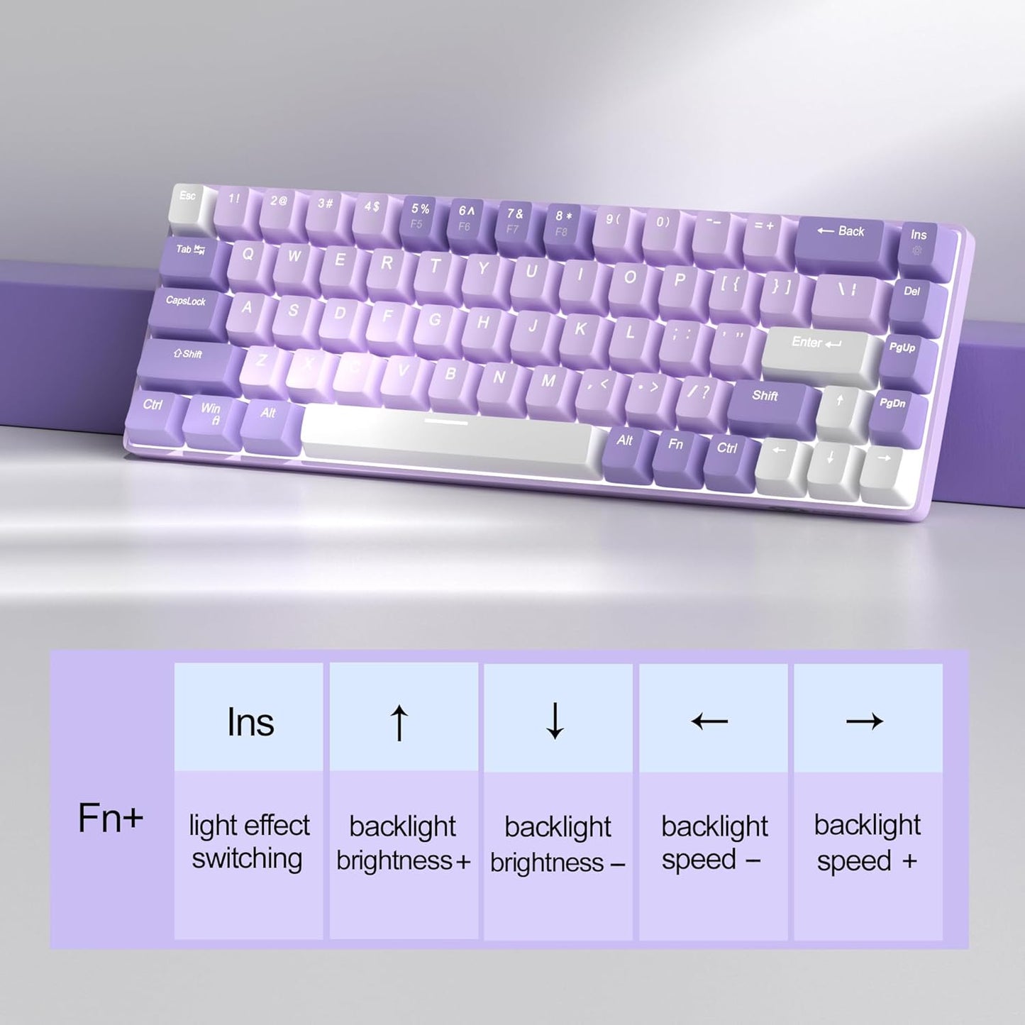 MageGee 60% Mechanical Gaming Keyboard LED Backlit Violet & Red Switch DEMO