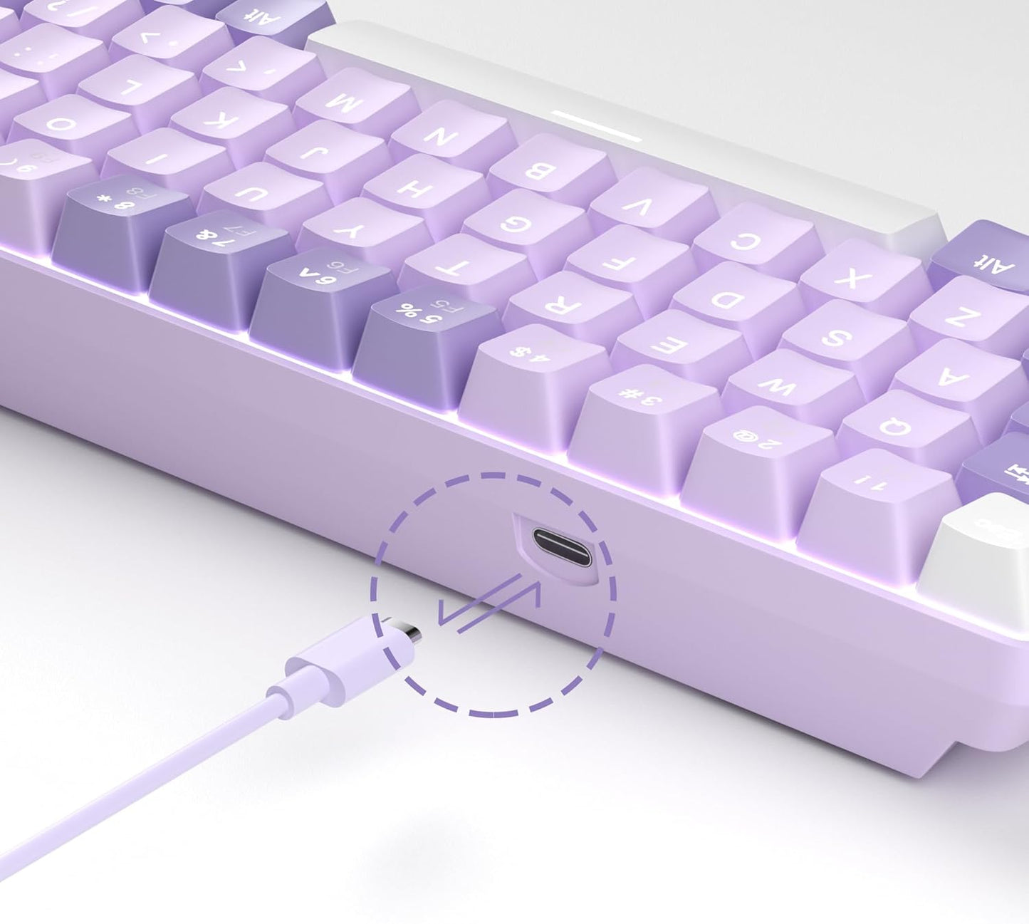 MageGee 60% Mechanical Gaming Keyboard LED Backlit Violet & Red Switch DEMO