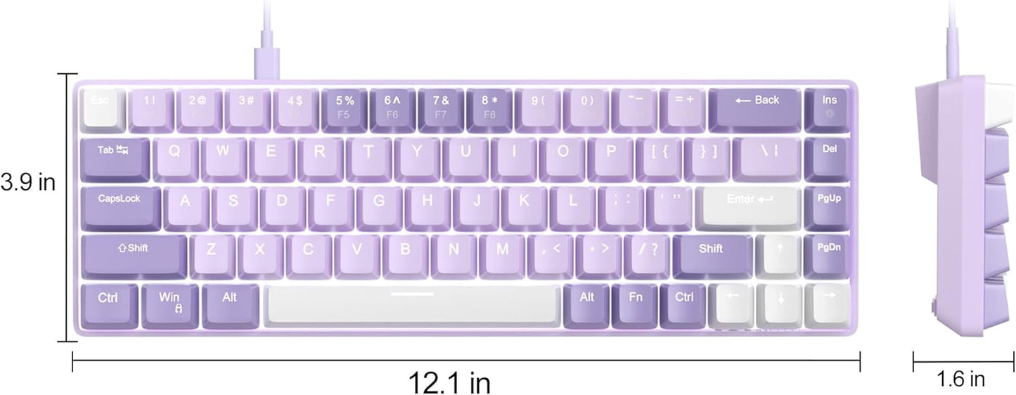 MageGee 60% Mechanical Gaming Keyboard LED Backlit Violet & Red Switch DEMO