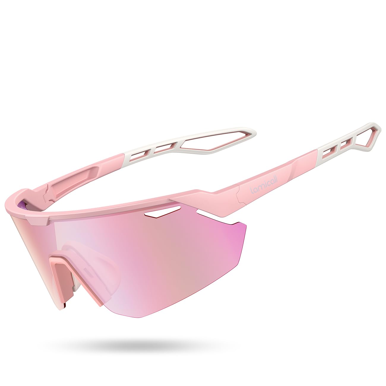 Lamicall Polarized Sports Sunglasses for Cycling, UV400 Protection, Pink NEW
