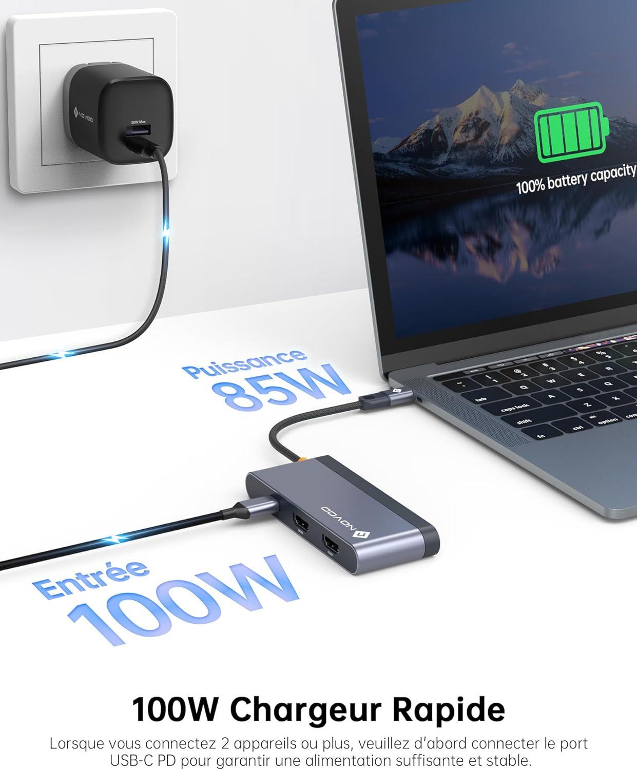 NOVOO 6-in-1 USB-C Docking Station with Dual HDMI Ports for Laptops and DEMO