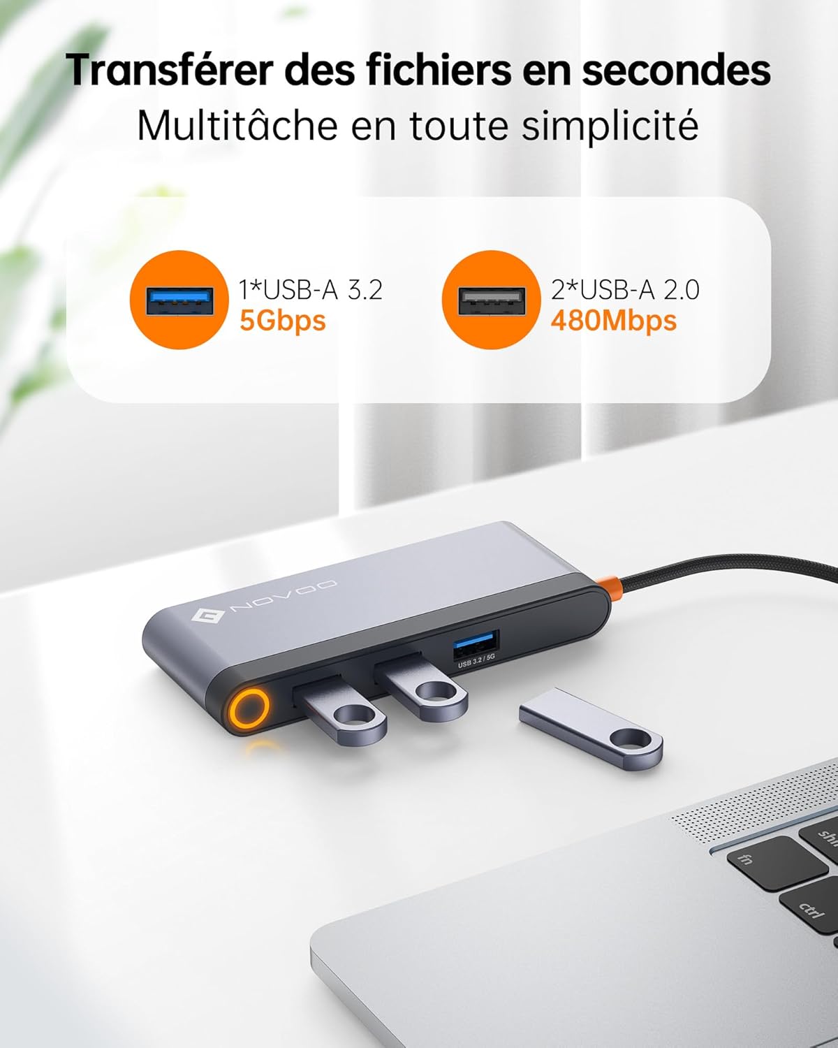 NOVOO 6-in-1 USB-C Docking Station with Dual HDMI Ports for Laptops and DEMO