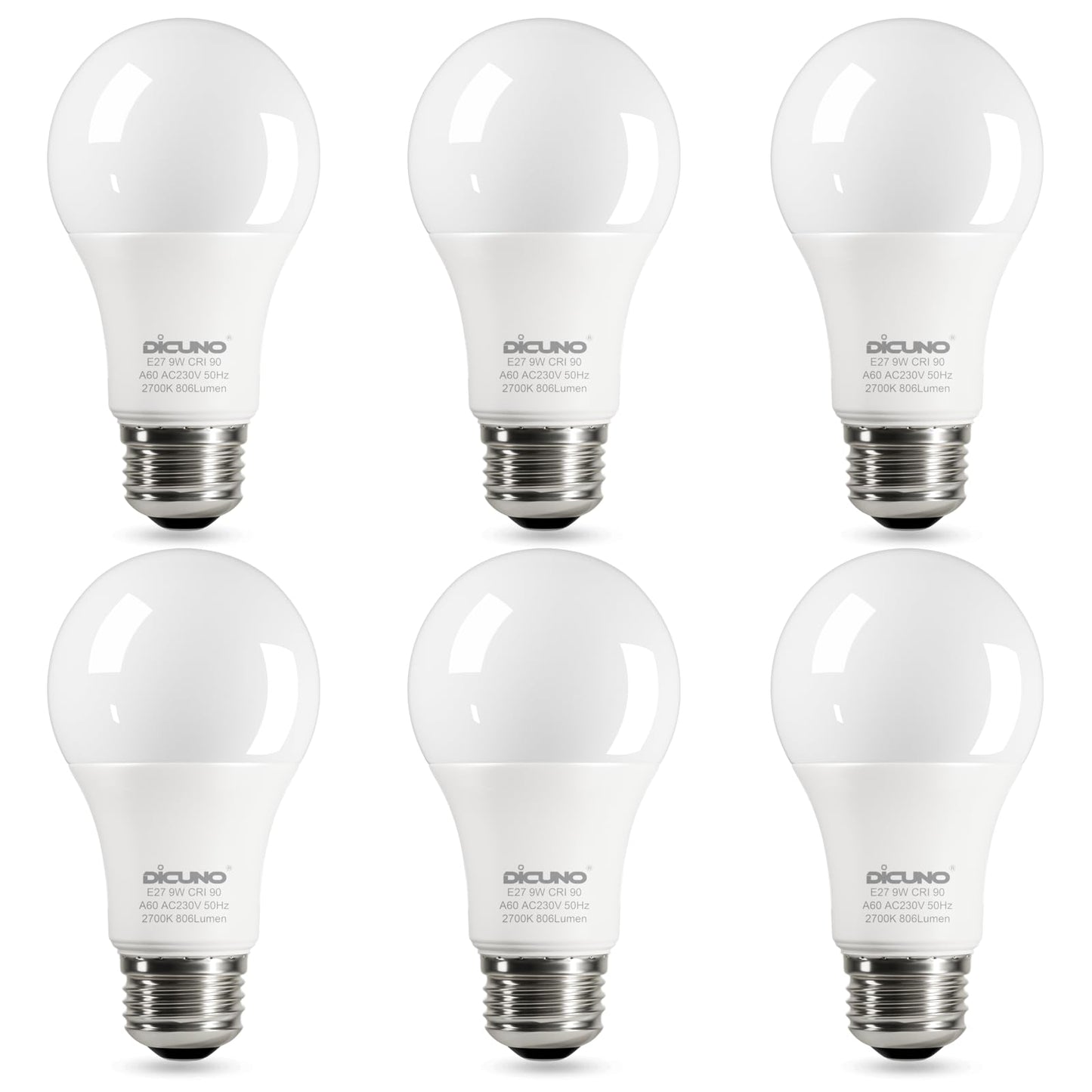 DiCUNO 9W LED Bulbs LED Bulb, Warm White 60W Equivalent, High CRI Lighting DEMO