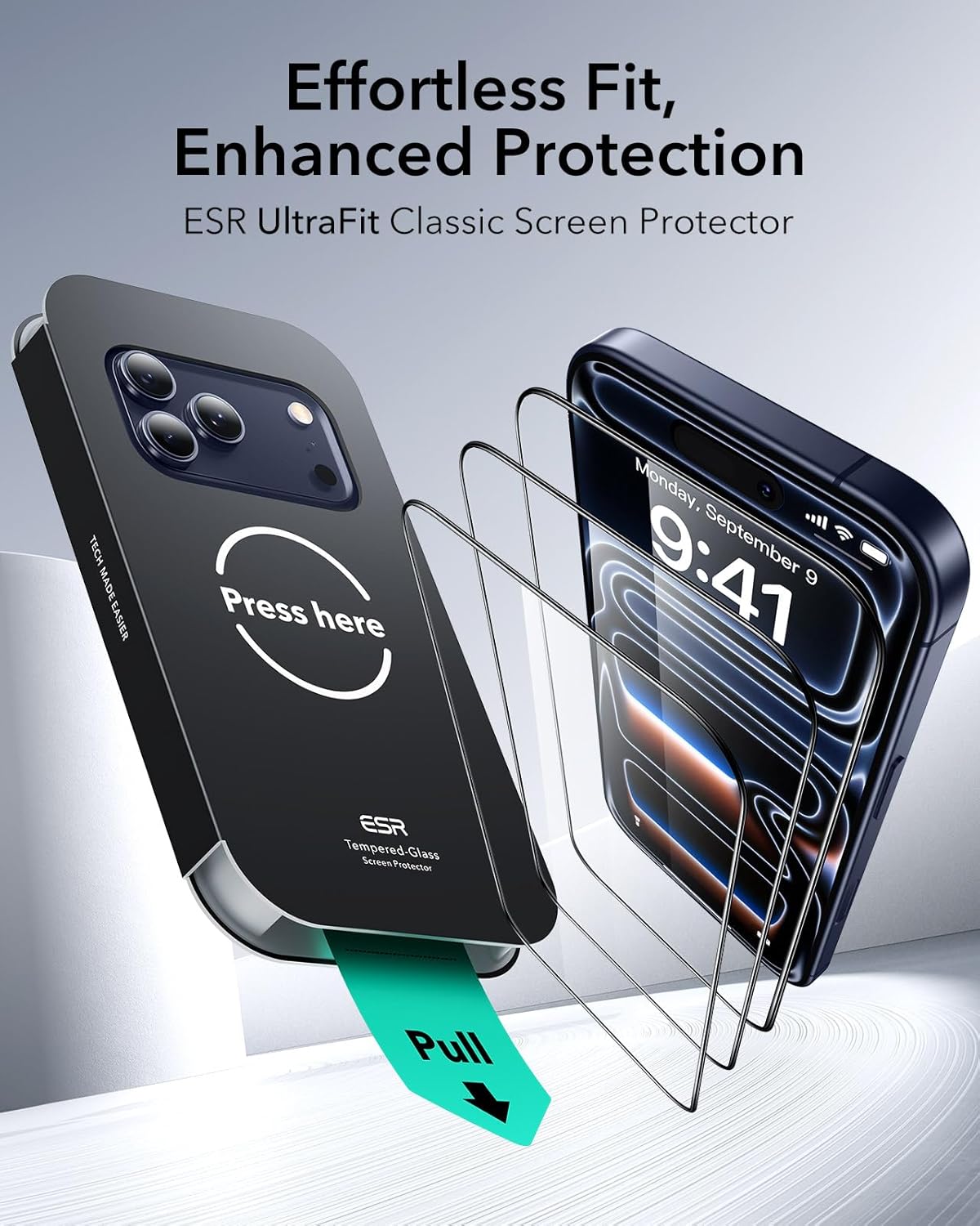 ESR Clear Tempered Glass Screen Protectors for iPhone 17 Pro - Durable, NEW
