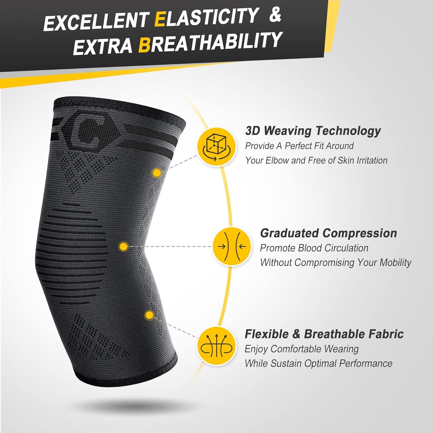 CAMBIVO Elbow Compression Sleeve Brace Support, Black, Medium Size, Braces NEW