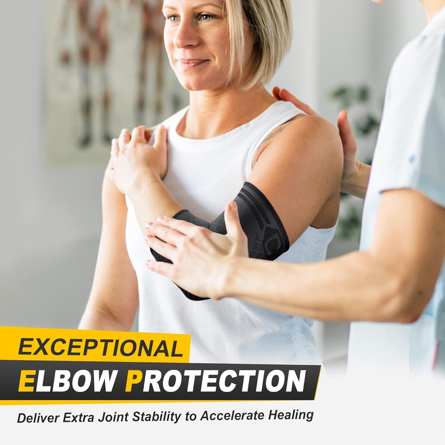 CAMBIVO Elbow Compression Sleeve Brace Support, Black, Medium Size, Braces NEW