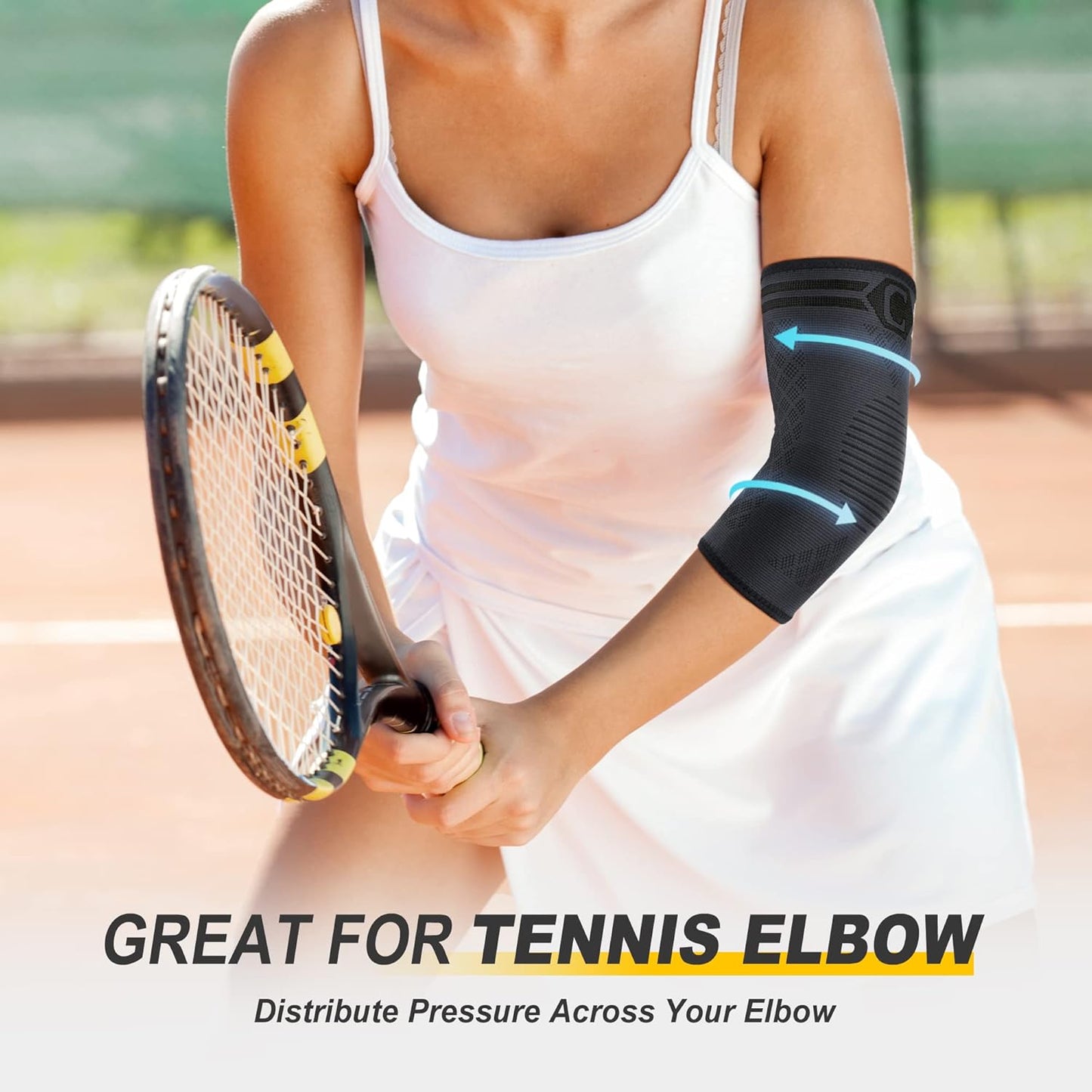 CAMBIVO Elbow Compression Sleeve Brace Support, Black, Medium Size, Braces NEW
