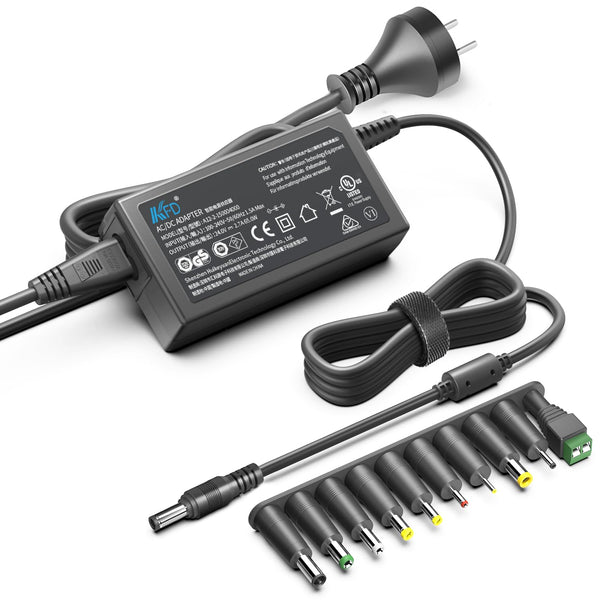 65W Universal AC to DC Adapter Charger with 10 Extra Tips - Black for NEW