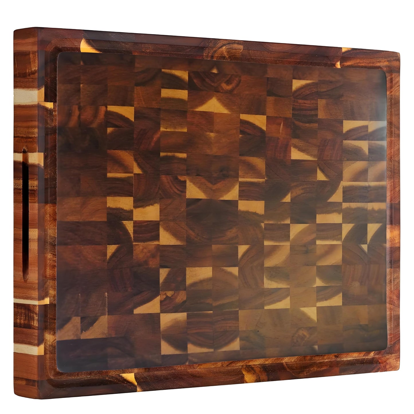Wooden Cutting Board with Juice Groove and Handle for Meal Prep, 40x30x3cm NEW