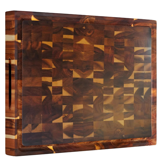 Wooden Cutting Board with Juice Groove and Handle for Meal Prep, 40x30x3cm NEW