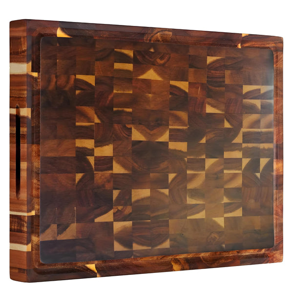 Wooden Cutting Board with Juice Groove and Handle for Meal Prep, 40x30x3cm NEW