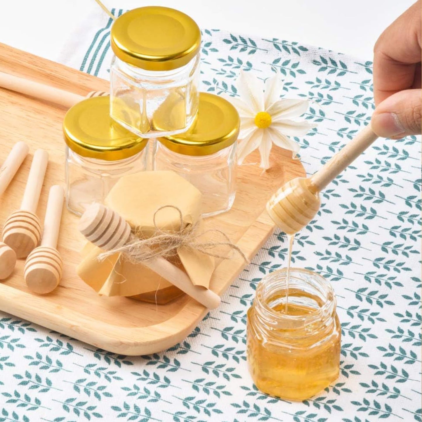 42-Piece Mini Glass Honey Jars with Gold Lids Clear Storage Containers DEMO