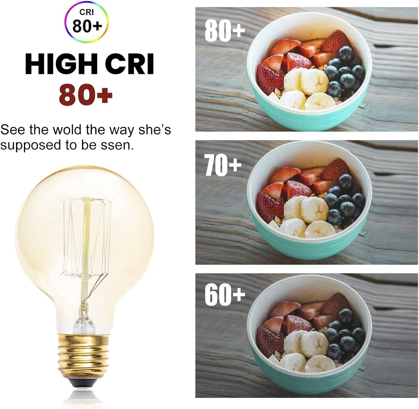 Vintage Glass LED Bulbs LED Bulb, Warm White 2700K Amber Lighting, DEMO