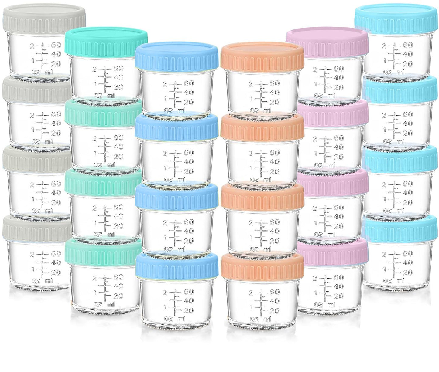 Glass Baby Food Storage Containers 120ml Jars in Pastel Colors, Multi-Pack NEW