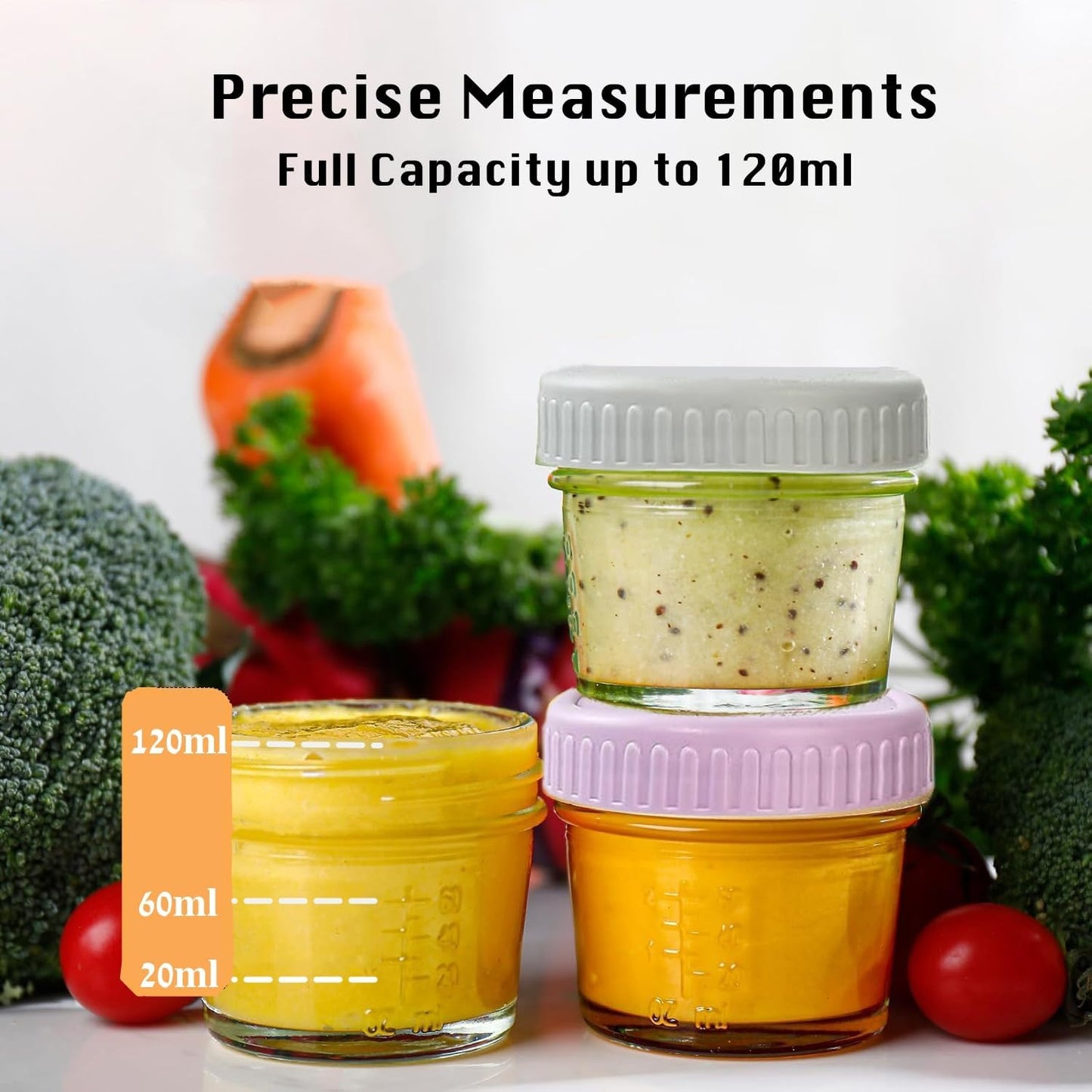 Glass Baby Food Storage Containers 120ml Jars in Pastel Colors, Multi-Pack NEW