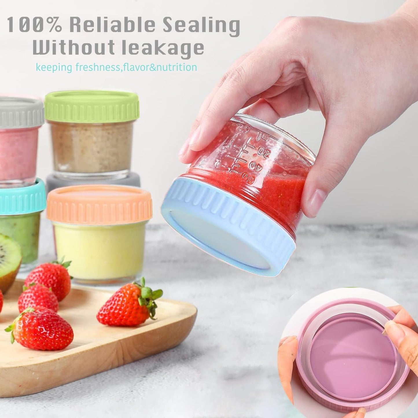 Glass Baby Food Storage Containers 120ml Jars in Pastel Colors, Multi-Pack NEW