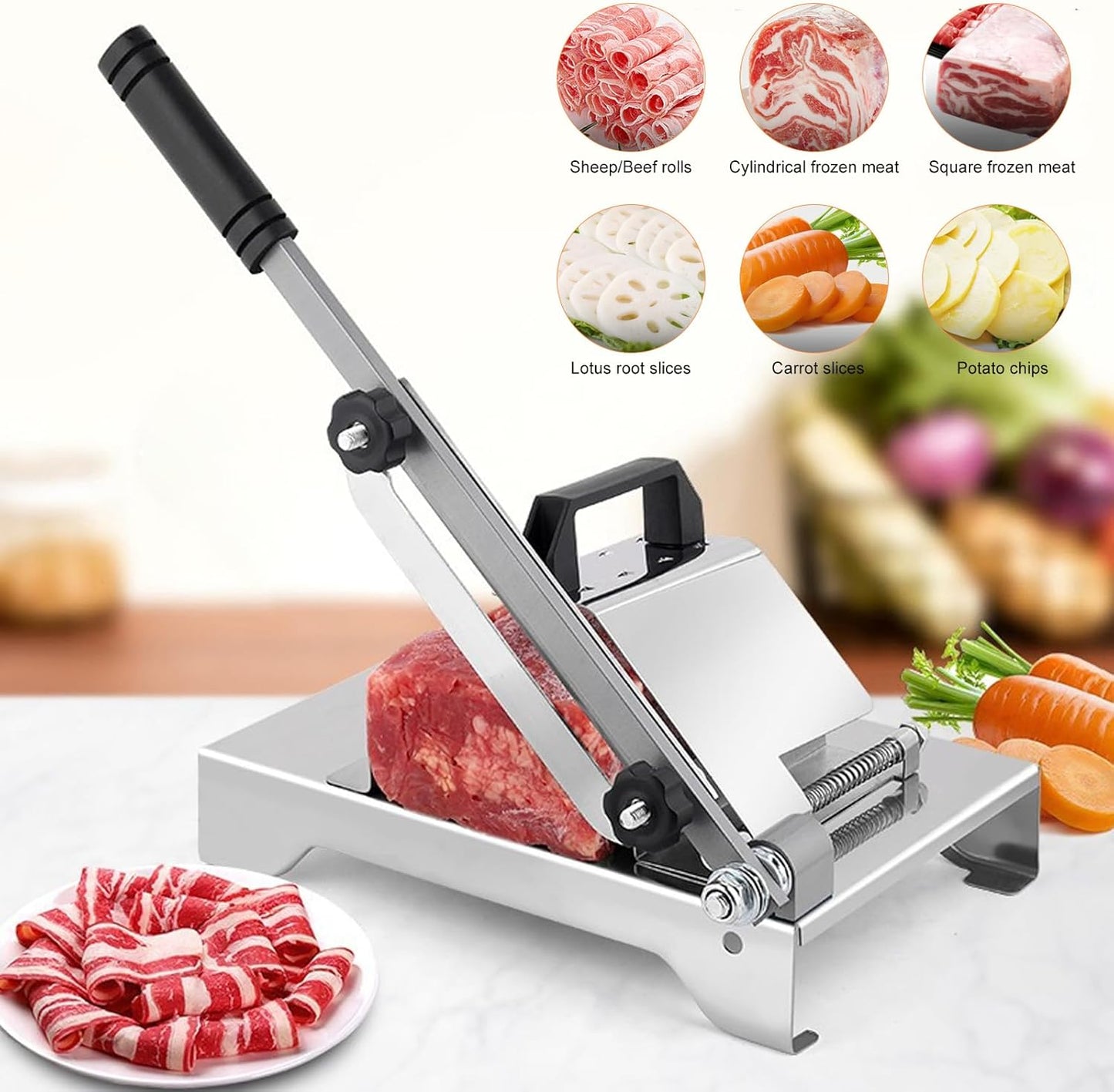 Versatile Stainless Mandolines Steel Mandoline Slicer with Labor-Saving DEMO