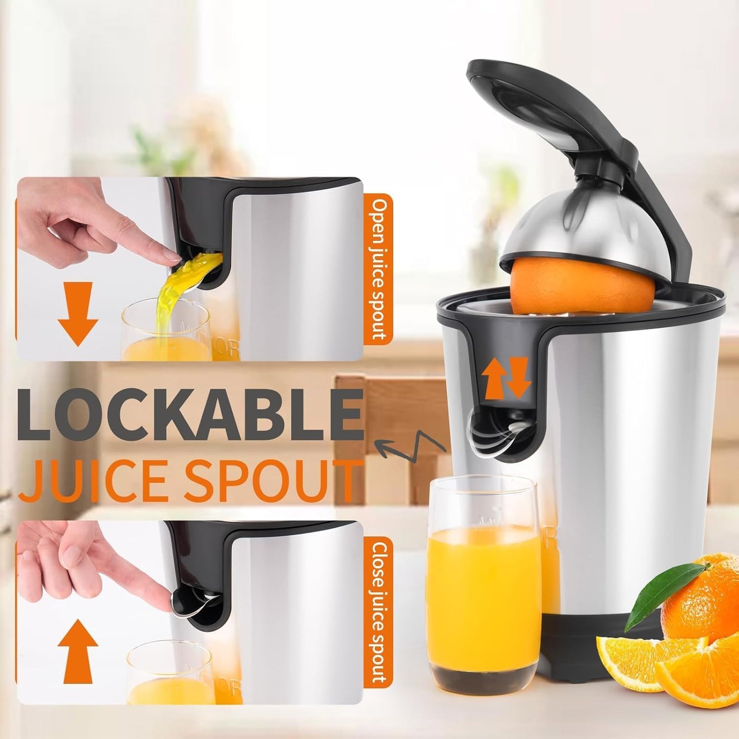 SOKANY Citrus Juicers Juicer 350W 15000rpm Auto-Off Dishwasher Safe Silver DEMO