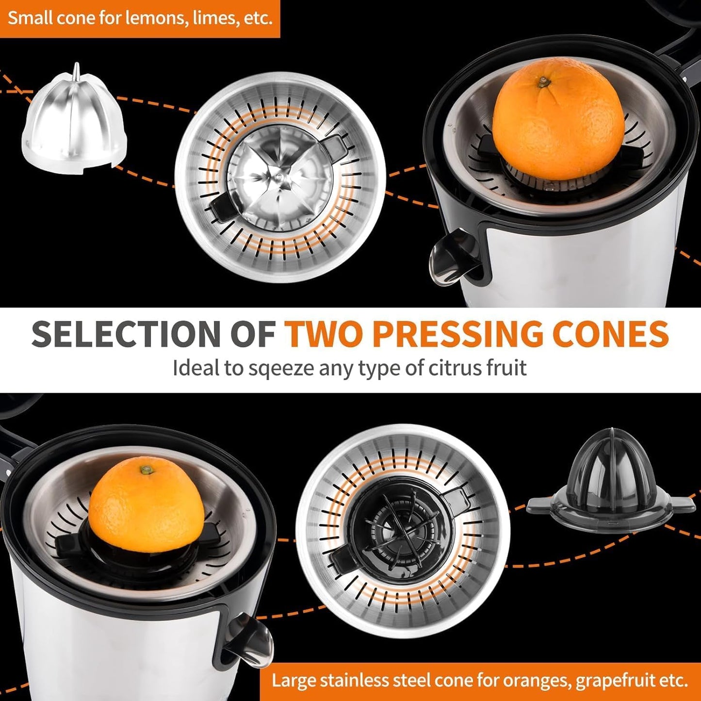 SOKANY Citrus Juicers Juicer 350W 15000rpm Auto-Off Dishwasher Safe Silver DEMO