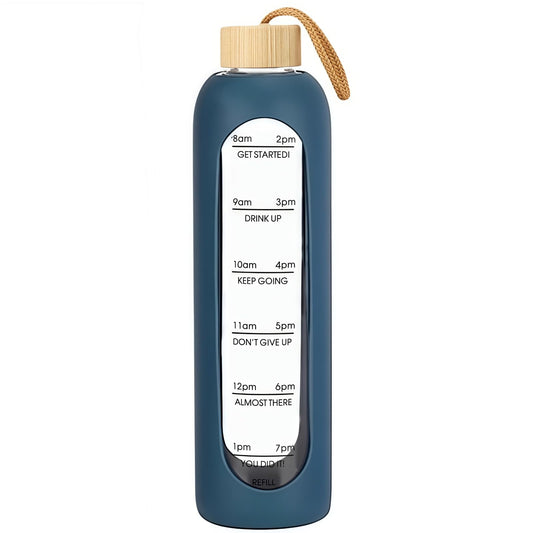 1L Clear & Teal Borosilicate Glass Sports Water Bottle for Hydration Size 1L NEW