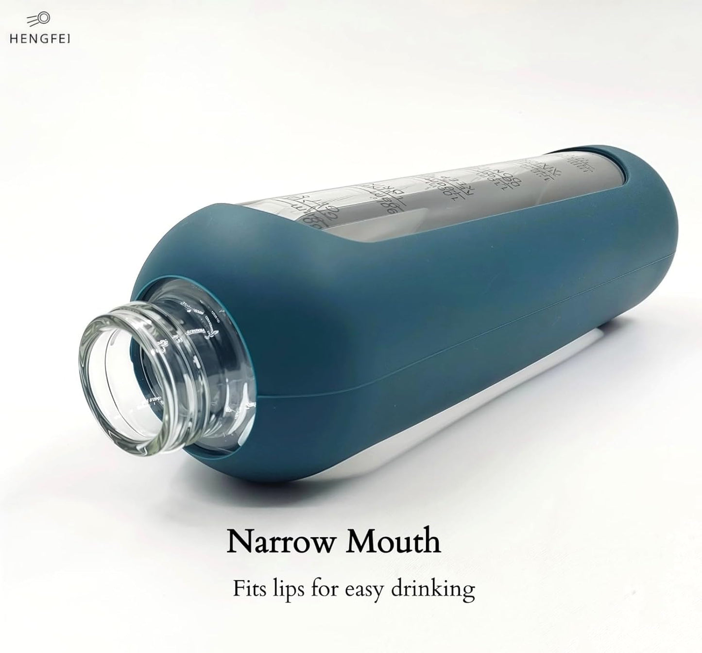 1L Clear & Teal Borosilicate Glass Sports Water Bottle for Hydration Size 1L NEW