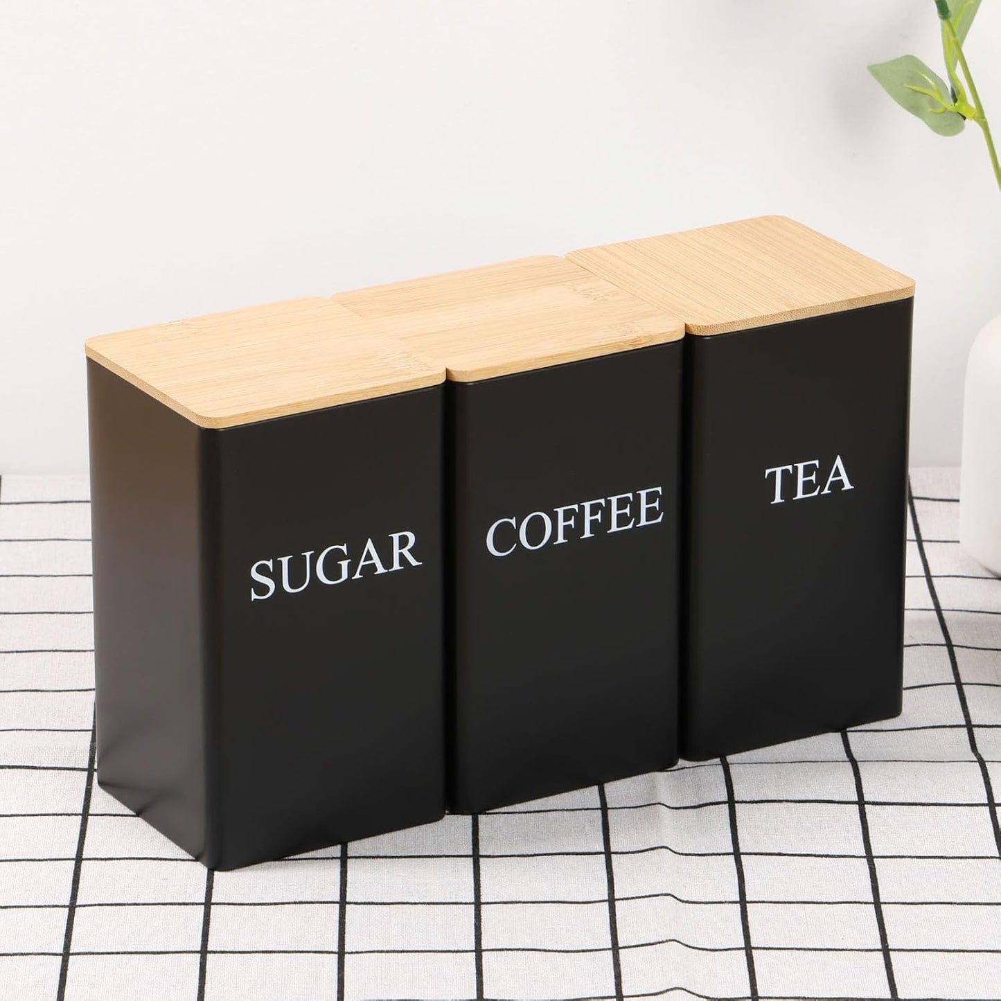1000 ml Metal Storage Canister Airtight Sealed Kitchen Container Black Size NEW