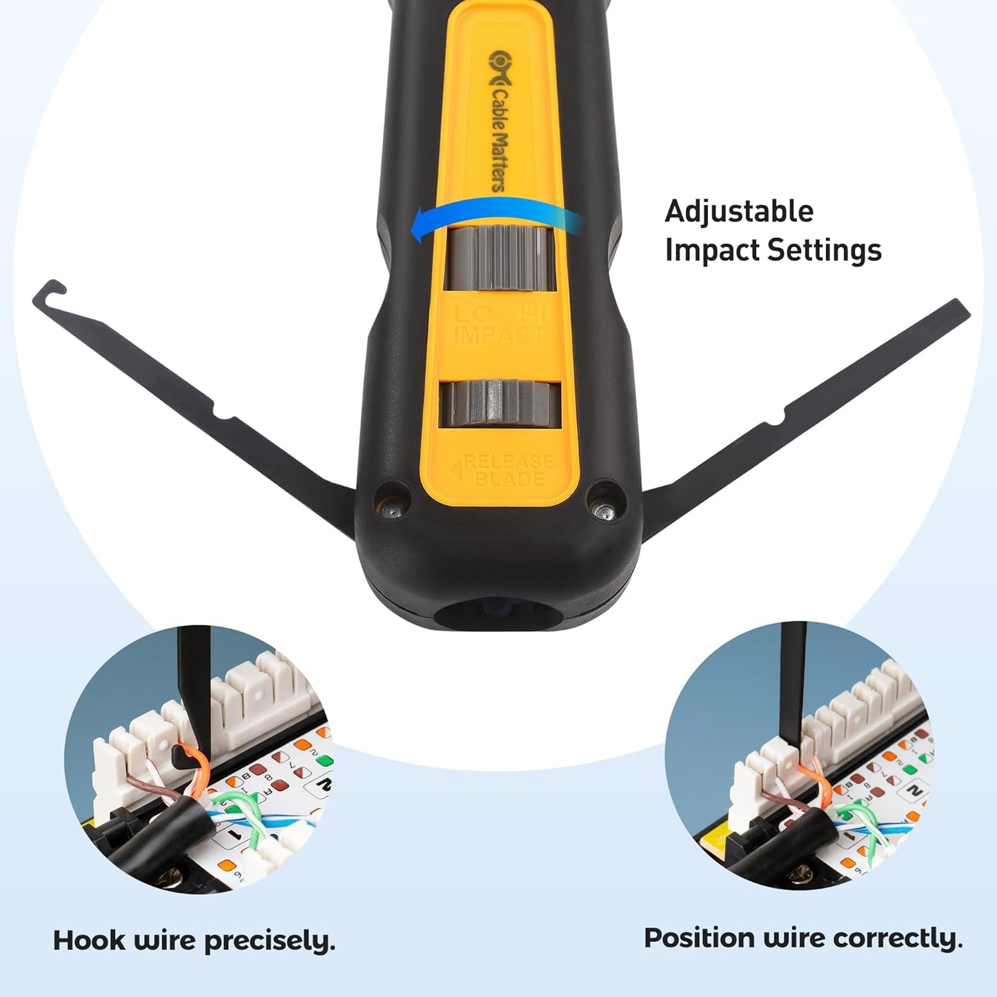 Cable Matters Ethernet Punch Down Tool with RJ45 Connectors Black & Yellow NEW