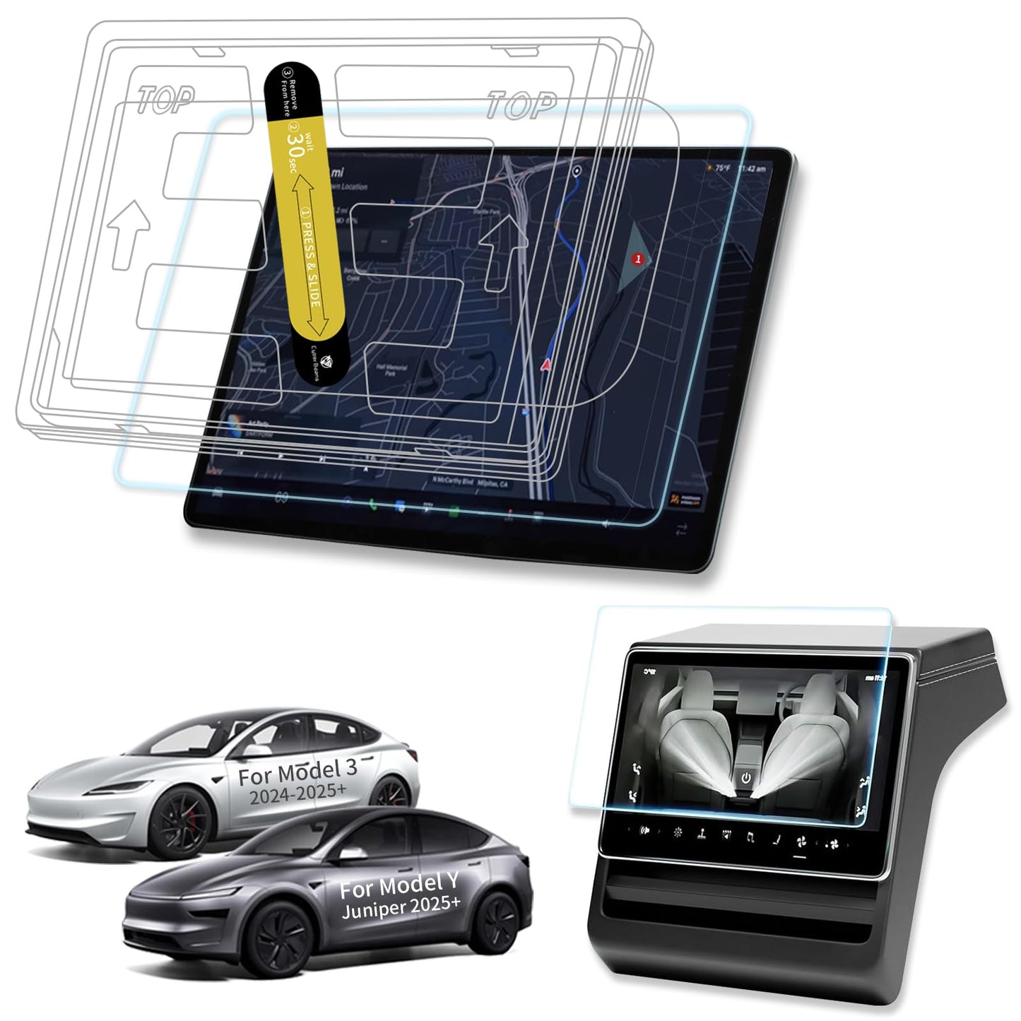CYBERBEANS Tempered Glass Protector for Tesla Model 3/Y GPS Accessories NEW