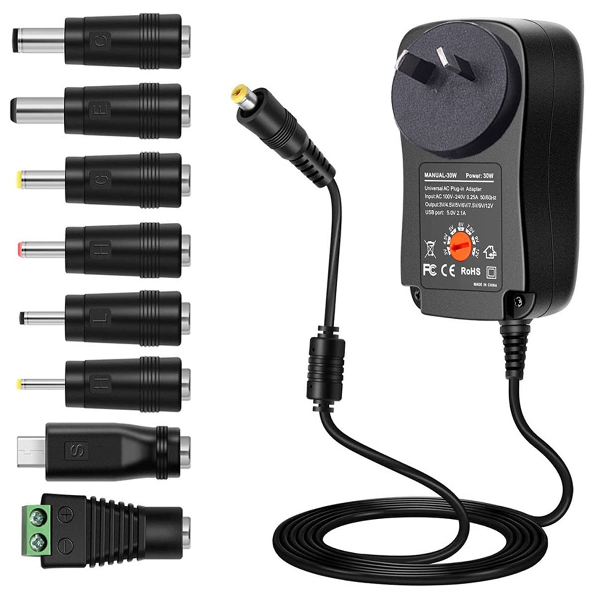 30W Universal AC Adapters Black AC Adapter Power Supply for 3V-12V DEMO