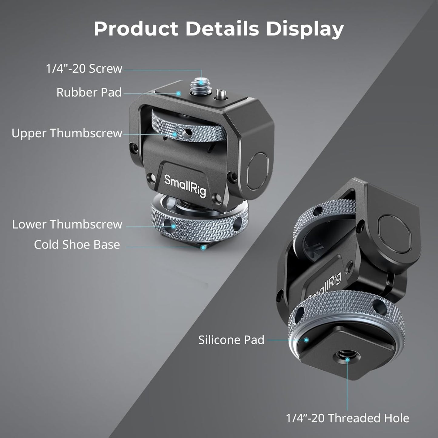 SMALLRIG Camera Monitor Mount Lite Swivel 360° Tilt 180° Aluminum Black NEW