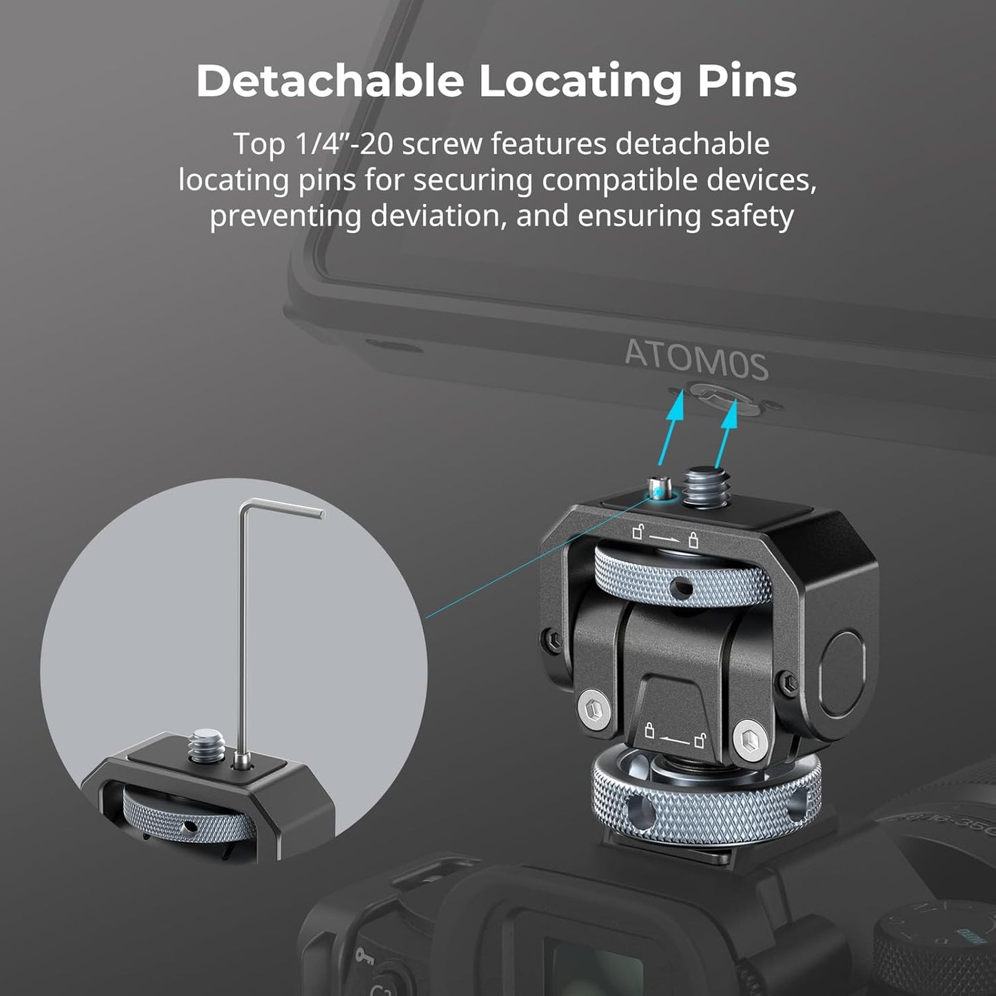 SMALLRIG Camera Monitor Mount Lite Swivel 360° Tilt 180° Aluminum Black NEW
